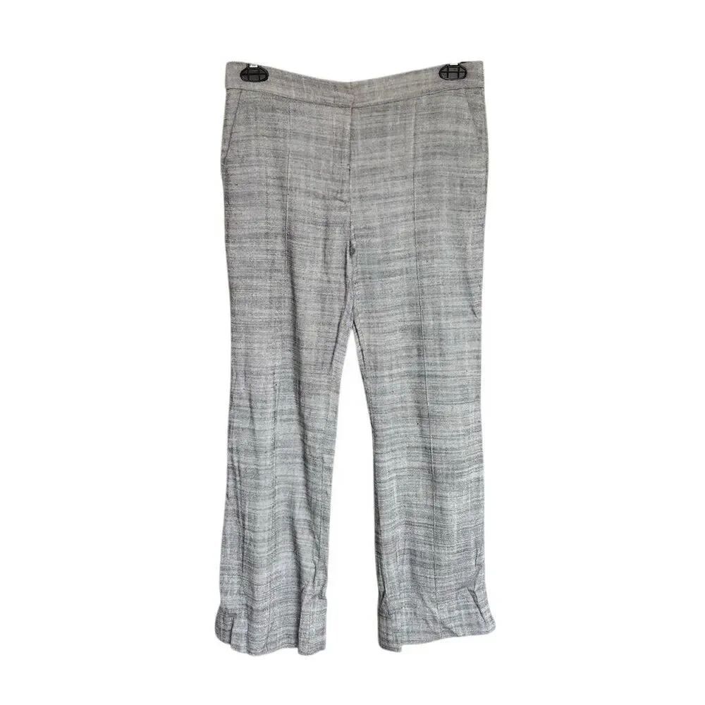 Dorothee Schumacher Women's Linen Blend Gray Striped Wide-Leg Pants Size M